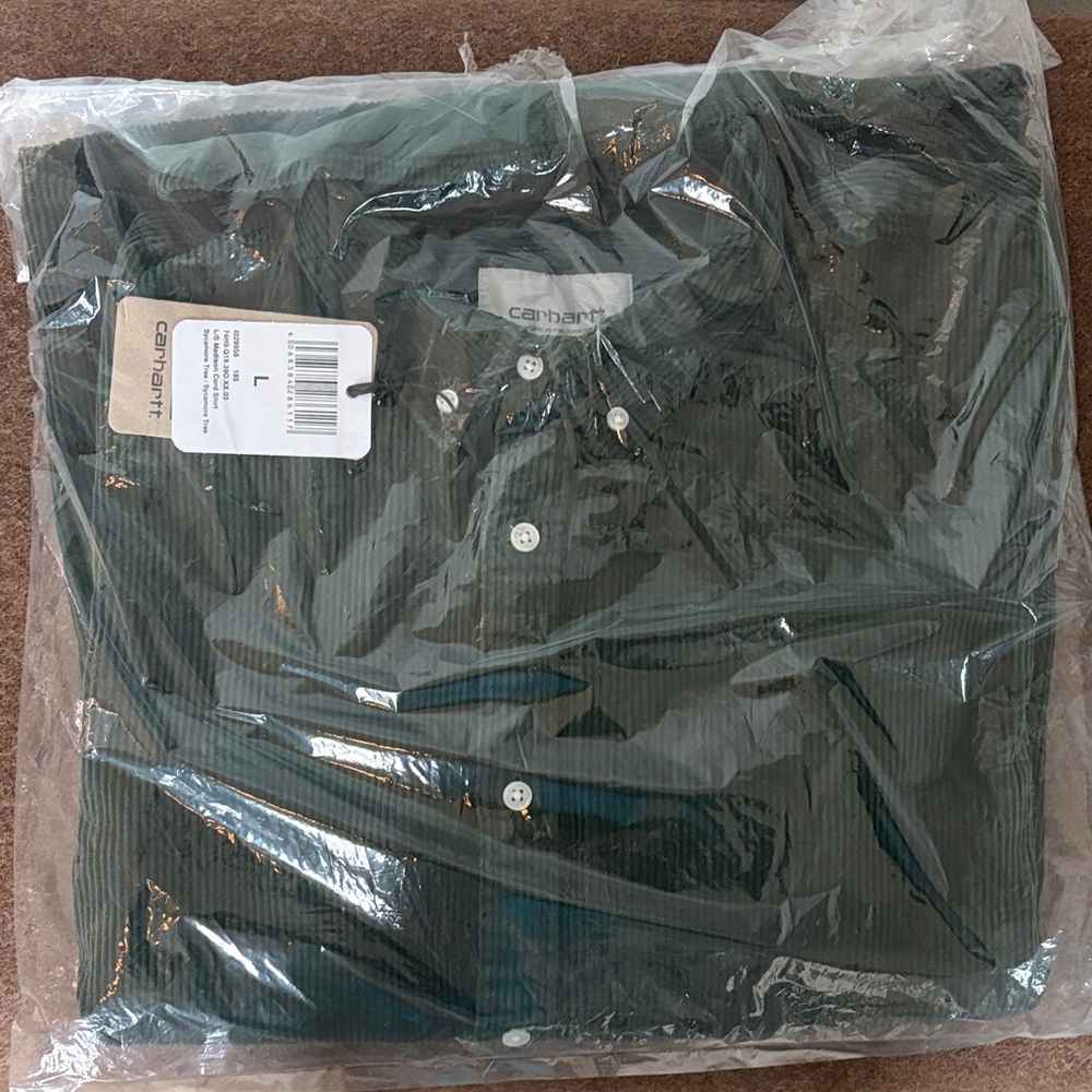Carhartt WIP Green Button-Up Madison Cord Shirt
